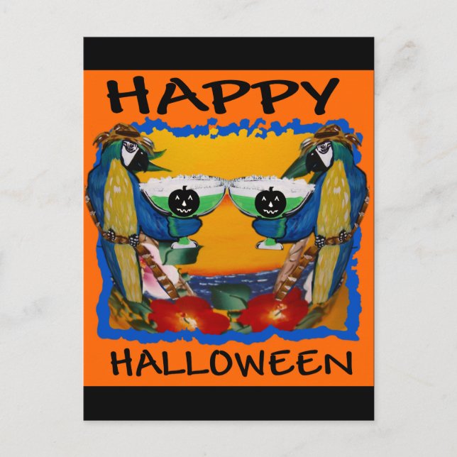 HALLOWEEN PARROTS POSTCARD (Front)
