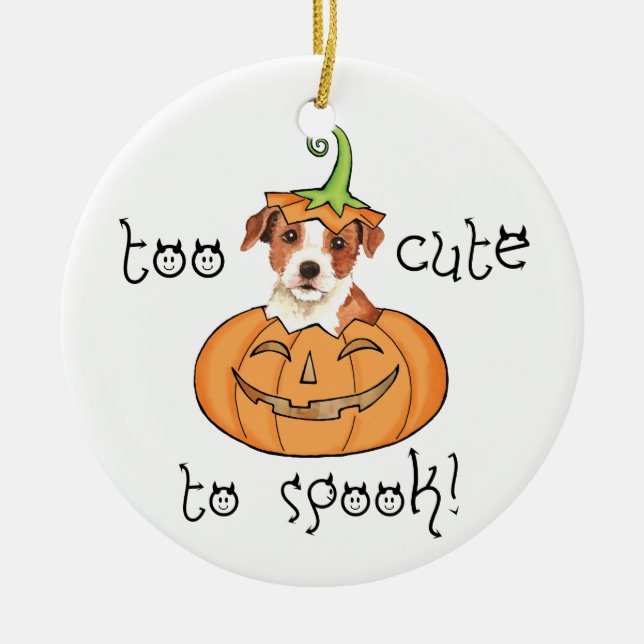 Halloween Parson Russell Terrier Ceramic Ornament (Front)