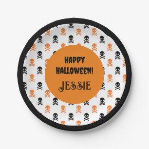 Halloween Party Add Text Name Kids Cake Paper Plate