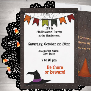 Halloween Party Banner Invitation Black Grunge