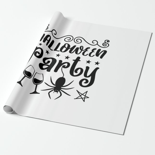Halloween Party Birthday Wrapping Paper (Unrolled)