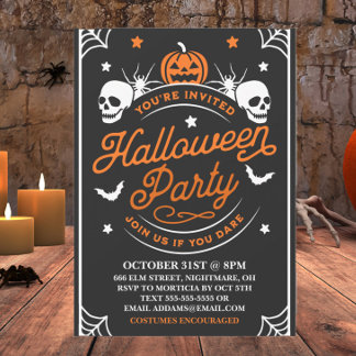 Halloween Party Black And Orange Customisable Invitation