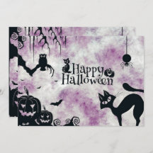 Halloween Party Black Cat Evil Pumpkins Scary Owls