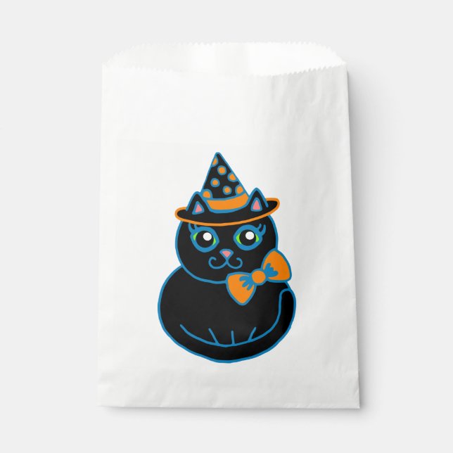 Halloween Party Black Cat Favour Treat Bag (Front)