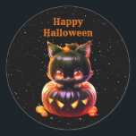 Halloween Party Black Cat Pumpkin Horror Scary Classic Round Sticker<br><div class="desc">Halloween Party Black Cat Pumpkin Horror Scary Classic Round Sticker. Unique,  beautiful,  stylish design. Easy to be personalised. Font style,  size and colours can be changed. Matching items are available.</div>
