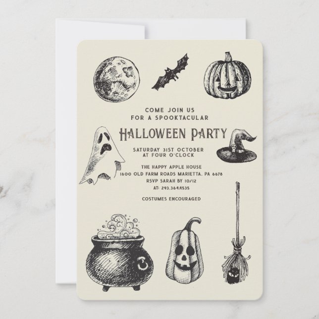 Halloween Party Black Cat Pumpkin Invitation (Front)