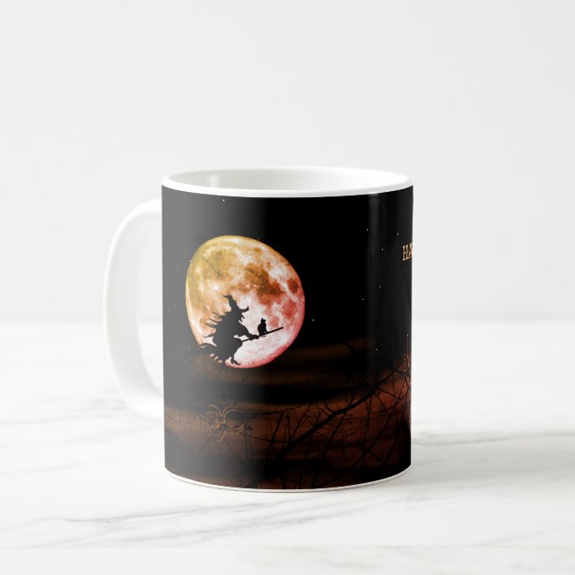 Halloween Party Black Night Full Moon Scary Coffee Mug (Front Left)