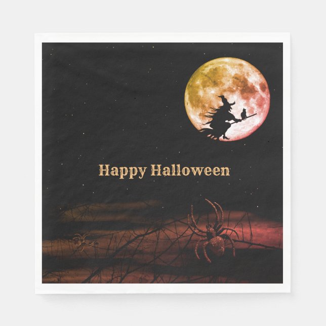 Halloween Party Black Night Full Moon Scary Napkin (Front)