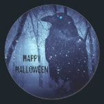 Halloween Party Black Raven Crow Blue Forest Classic Round Sticker<br><div class="desc">Halloween Party Black Raven Crow Blue Forest Classic Round Sticker. Easy to be customised to your preference. Perfect for Halloween Parties. Matching items available. Stay safe and Happy Halloween.</div>