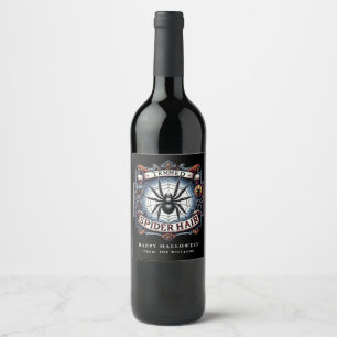 Halloween Party Black Spider Brew Wine Label