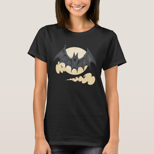 Halloween party  boo moon ghost bloody bat teeth v T-Shirt (Front)