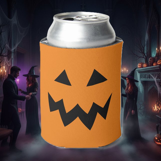 Halloween party can coolers with pumpkin face (Halloween can cooler)