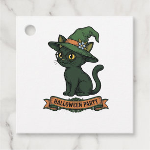 Halloween Party Cat Vintage Vector Design_1 Favour Tags