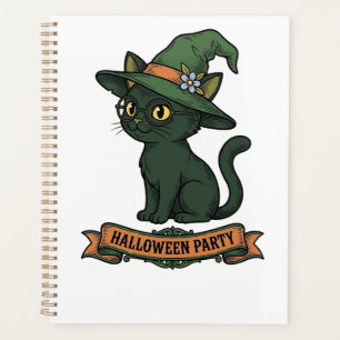 Halloween Party Cat Vintage Vector Design_1 Planner