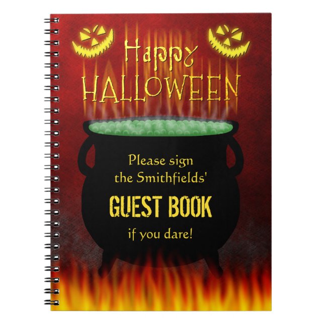 Halloween Party Cauldron Fire Guest Book (Front)