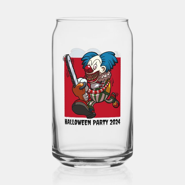 Halloween Party Change The Year Chainsaw Clown Can Glass (Front)
