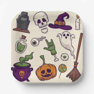 Halloween Party Characters Collections, Halloween Paper Plate