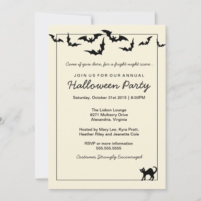 Halloween Party / Costume Party / Adult Holiday Invitation (Front)
