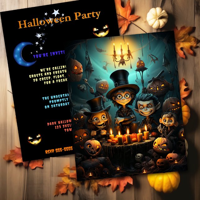Halloween Party Creepy Kids Pumpkins Candles Invitation (Creator Uploaded)