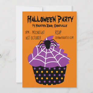 Halloween party cupcake black and orange invitation