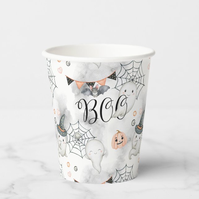 Halloween Party Cute Ghost Pumpkin Paper Cups (Front)
