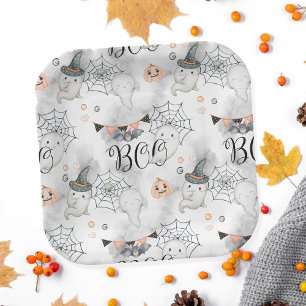 Halloween Party Cute Ghost Pumpkin Paper Plate