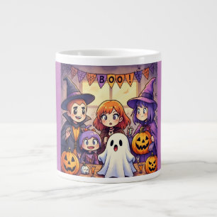 Halloween Party ,Cute Little Girl and Friends Large Coffee Mug