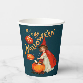 Halloween party Cute little witch Clapsaddle Paper Paper Cups