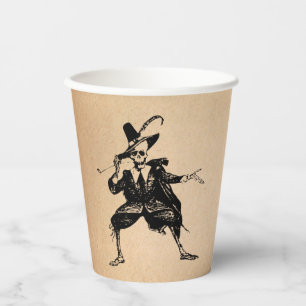 Halloween Party Dancing Skeleton Gothic Vintage Paper Cups