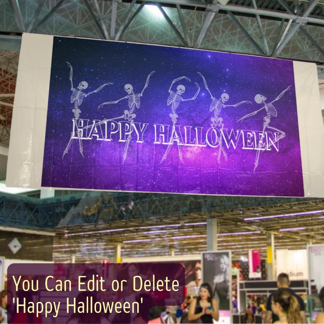 Halloween Party dancing skeleton neon dance party Banner (Creator Uploaded)