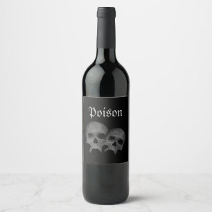 Halloween Party Decorations: Gothic Skull Poison Wine Label