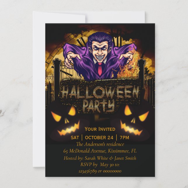 Halloween Party Dracula invitation (Front)