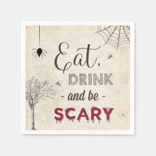 Halloween Party Eat Drink Be Scary Table Cocktail Napkin