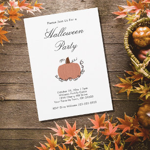 Halloween Party Elegant Orange Pumpkin Invitation
