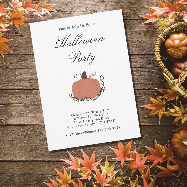 Halloween Party Elegant Orange Pumpkin Invitation (Creator Uploaded)