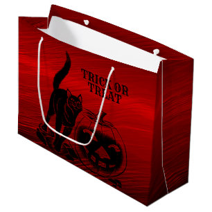 Halloween Party Evil Black Cat Pumpkin Red Scary Large Gift Bag