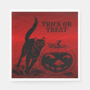Halloween Party Evil Black Cat Pumpkin Red Scary Napkin