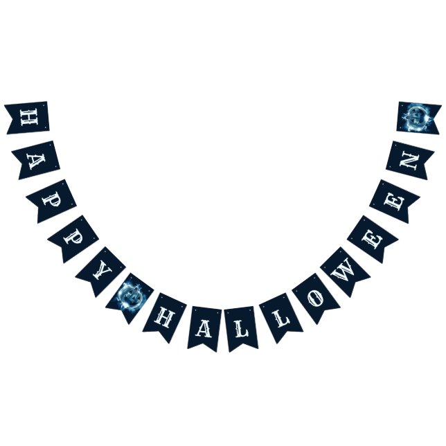 Halloween Party Evil Blue Pumpkin Horror Scary Bunting (All)