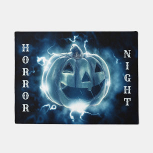 Halloween Party Evil Blue Pumpkin Horror Scary Doormat