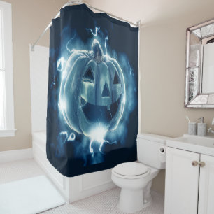 Halloween Party Evil Blue Pumpkin Horror Scary Shower Curtain