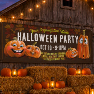 Halloween Party,Fall Festival,Cute Funny Pumpkin Banner