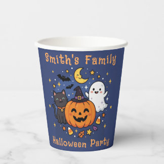 Halloween Party Family Cute Pumpkin Cat Ghost Moon Paper Cups