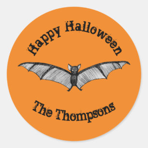 Halloween Party Favour Gothic Bat Customisable  Classic Round Sticker