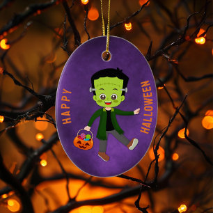 Halloween Party for Kids Frankenstein Ceramic Ornament