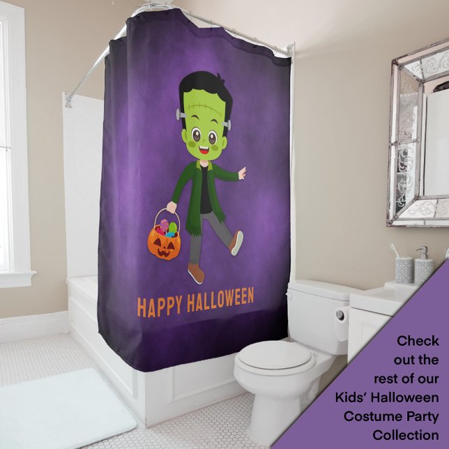 Halloween Party for Kids Frankenstein Shower Curtain (Creator Uploaded)