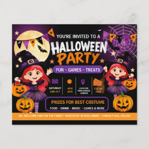Halloween Party for Kids Invitation Cute Spooky Flyer