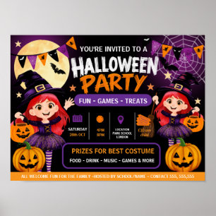 Halloween Party for Kids Invitation Cute Spooky Poster