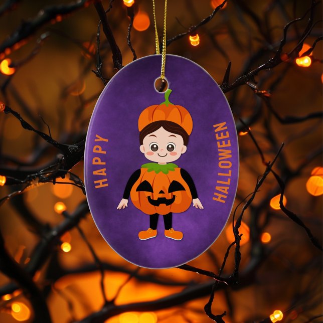 Halloween Party for Kids Pumpkin Ceramic Ornament (Creator Uploaded)
