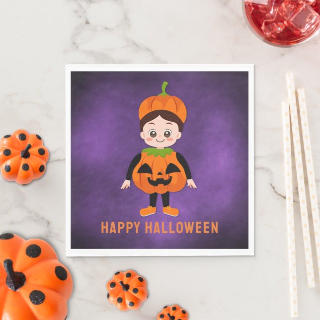 Halloween Party for Kids Pumpkin Paper Napkin (Creator Uploaded)
