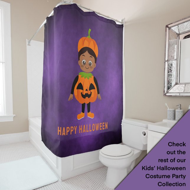 Halloween Party for Kids Pumpkin Shower Curtain (Creator Uploaded)